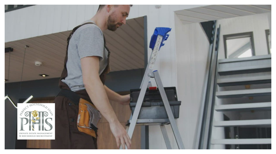 Private household professional changing a light bulb—typical maintenance task in UK all rounder jobs 