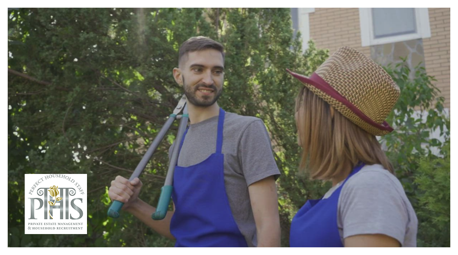 Professional domestic couple working together in a luxury Haslemere household, performing duties typical of a Domestic Couples job