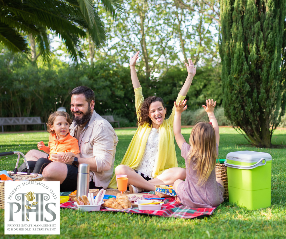 Families Celebrate Spring Bank Holiday with picnics in the park in the UK